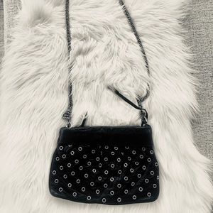 Be & D Black leather grommet purse